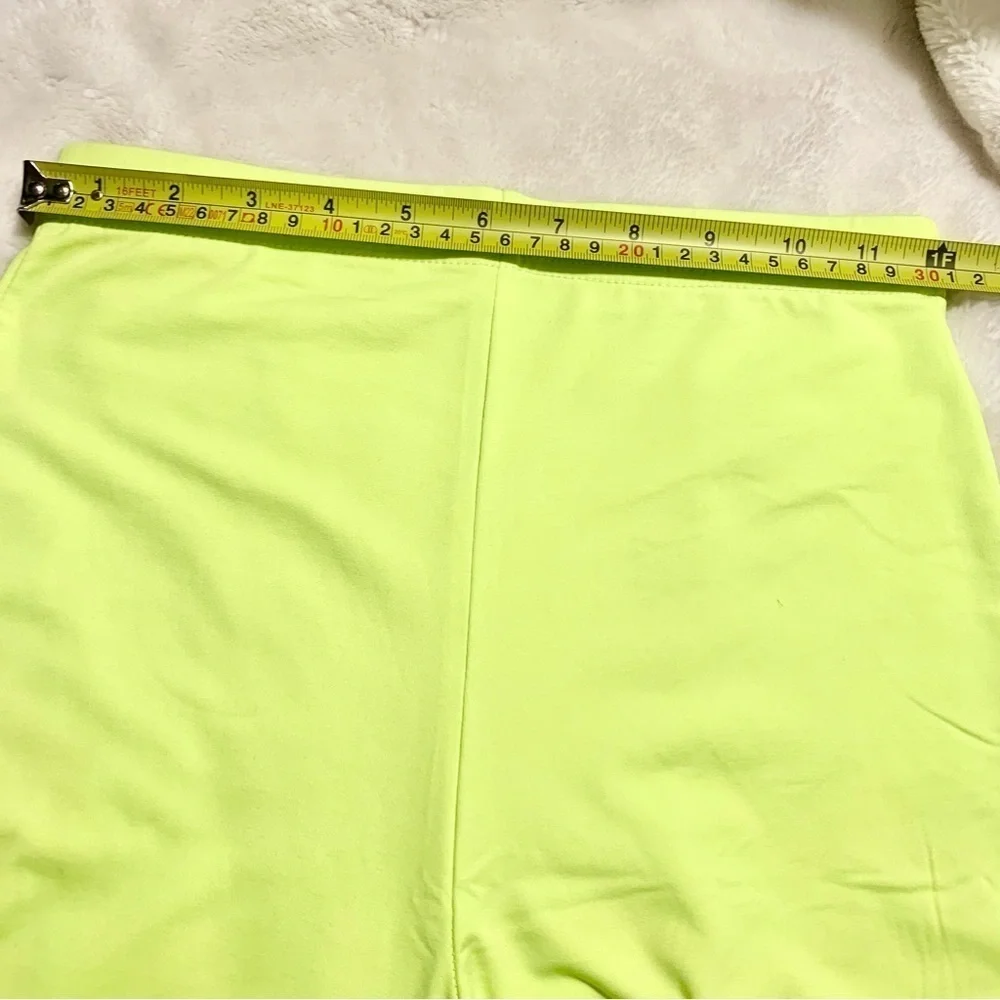 NEW 2-Pce Set Small Neon Yellow Bike Shorts & Short-Sleeve Top Back Zip Stretch
